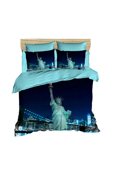 Fabeteks New York Statue of Liberty 3D Double Duvet Cover Pillow Set
