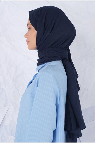 HEQA Navy Blue Cotton shawl - Office shoes