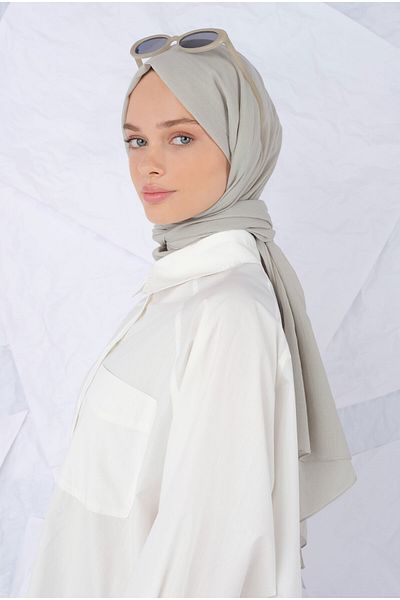 HEQA شال قطني رمادي فاتح