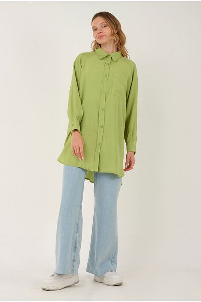 HEQA Cămașă modal cu mâneci raglan verde fistic