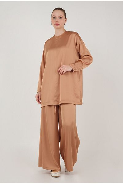 HEQA Set de bază din satin de culoare somon