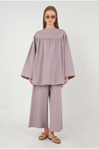 HEQA Tunica din poplin - Liliac deschis, design adunat