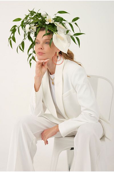 HEQA Jachetă Blazer Drapată Ecru