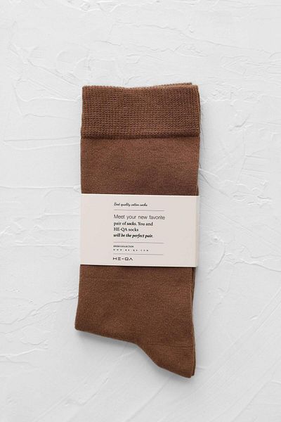 HEQA Plain Socks Browni