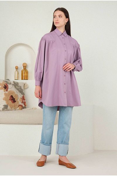 HEQA Cămașă adunată Robadan Violet deschis