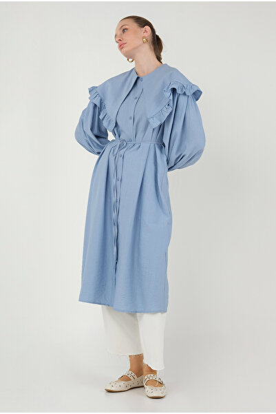 HEQA Yakası Fırfırlı Gömlek Bebe Mavi