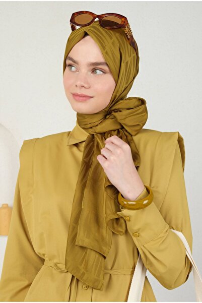 HEQA Jou Desen Jakar Şal Yağ Yeşili