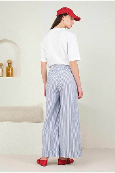 HEQA Pantaloni cu dungi din poplin albastru