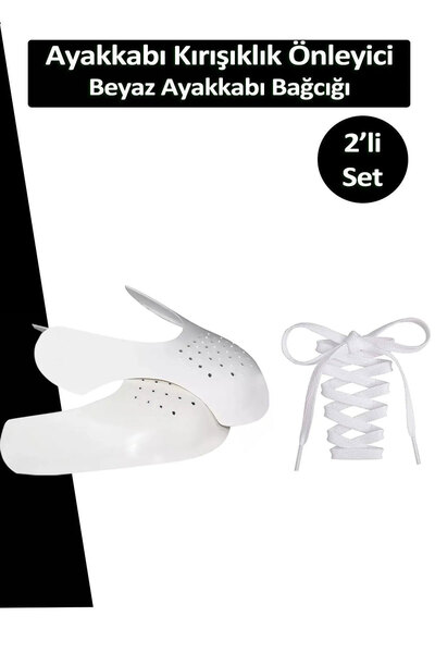 Dopar Sneakers Ayakkabı Kırışıklık Önleyici Koruyucu M 41-45 Uyumlu + Beyaz Ayakkabı Bağcığı