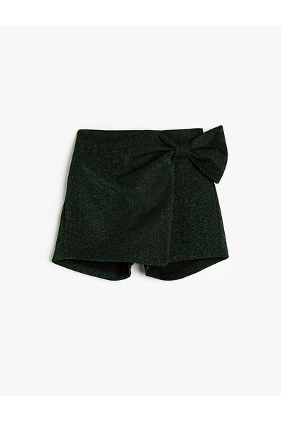 Koton Glitzernder, zweireihiger Shorts-Rock mit Schleifendetail