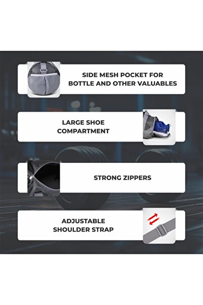 Nivia Beast-4 Duffle Sports & Travel Bag | Grey, Medium, Separate Shoes Compartment