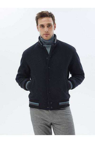 Kip Knitted Coat Navy Blue
