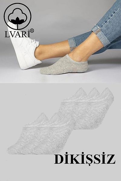 Lvari Unisex 6 Pairs Cotton Seamless Invisible Sneaker Socks Grey - Mens Ankle Socks Women's Ankle Socks