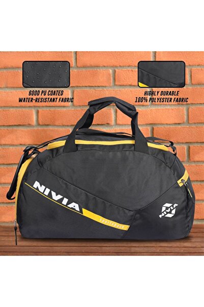 Nivia Sports Space Sports & Travel Bag | Black/yellow, Medium, Separate Shoes Compartment