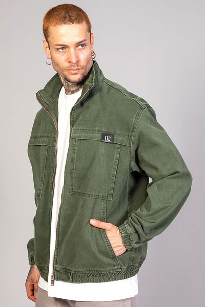 LTC Jeans Ανδρικό τζιν μπουφάν Bomber με φερμουάρ Oversize Khaki Washable Model