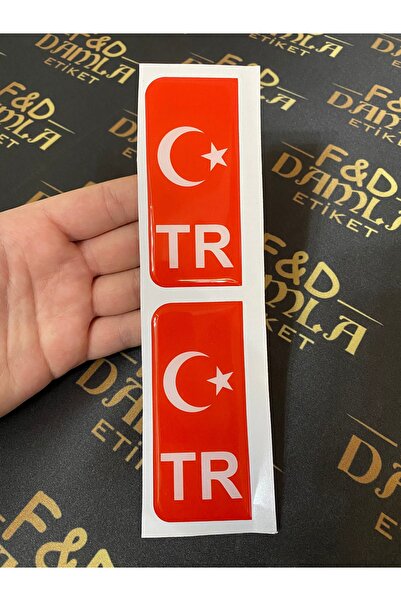 FD Damla Etiket Türk Bayrağı Plaka Damla Sticker Arma 2 Adet Su Geçirmez Yapı...
