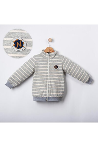 Lolons سترة نيكسيكس للأولاد بطول كامل مع أكمام مخططة أفقياً وسحاب أمامي