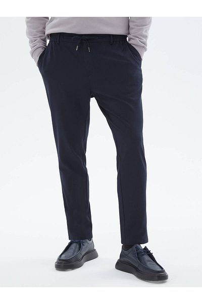 Kip Jogging Fit Navy Blue Woven Casual Trousers