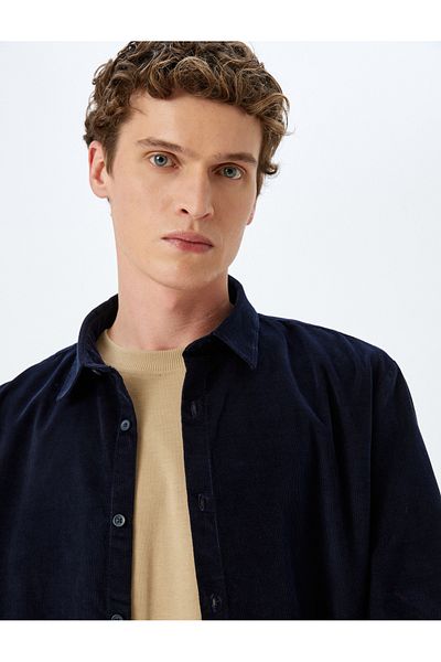 Koton Langarmhemd aus Cord-Baumwolle