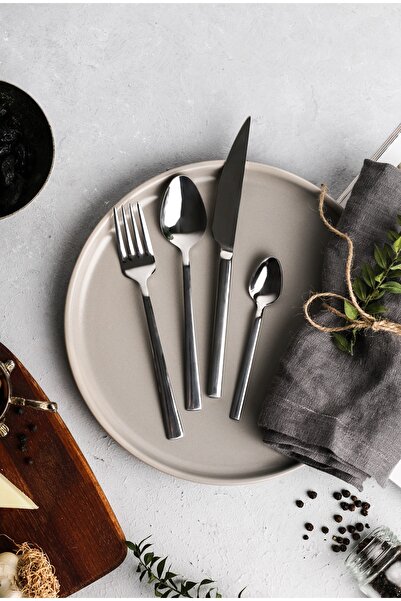 KHAKMA 12-Person 48-Piece Diamond Steel Fork Knife Spoon Cake Set Pır4Lü12K48P