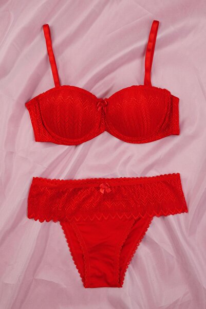 Hipo Trend Blossom serija Čipka komadni crveni grudnjak set