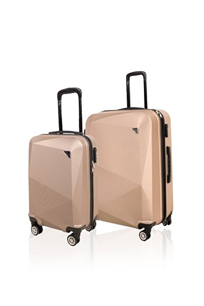 POLO&SKY Elmas Model Gold Renk 2'li Valiz Seti (küçük+büyük)