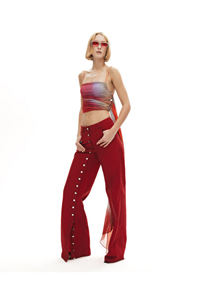 Khela The Label Magnet Of Scandal Pants In Merlot Kırmızı Uzun Bol Pantolon