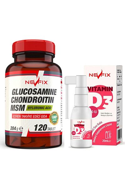 Nevfix Glucosamine Chondroitin Msm 120 Tablets & Vitamin D3 Liquid 20 ml
