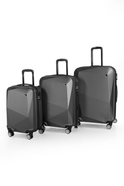 POLO&SKY Elmas Model Füme Renk 3'lü Valiz Seti