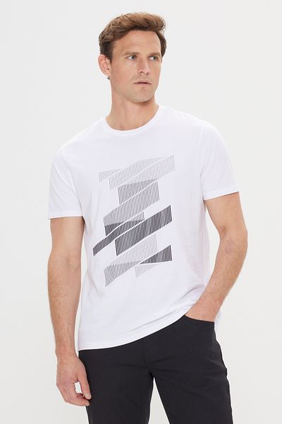 ALTINYILDIZ CLASSICS Tricou alb pentru bărbați, slim fit, 100% bumbac, cu decolteu triplu