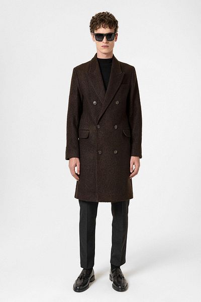 Antioch Brown Herringbone Patterned Men's Coat
