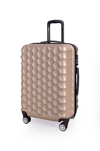 POLO&SKY Petek Model Gold Renk 3'lü Valiz Bavul Seti