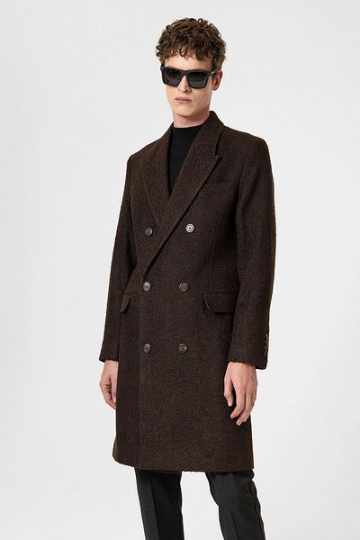 Antioch Brown Herringbone Patterned Men's Coat