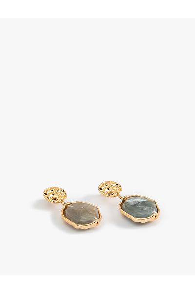Koton Colorful Abstract Earrings - Dangle and Stone Detail