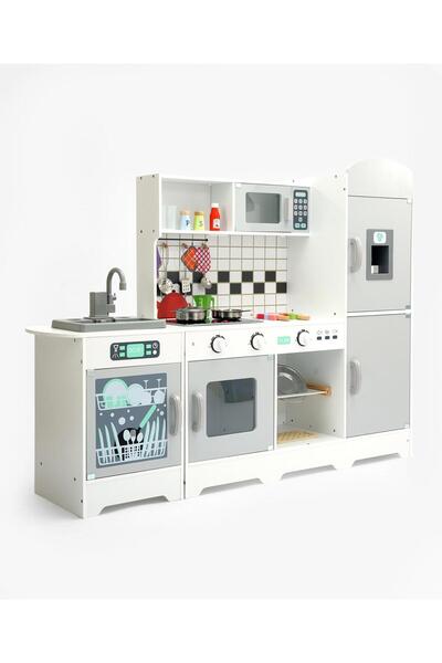 Fab N Funky Interactive 3 Yrs Grey Kitchen Playset - Motor Skills Development Toy, 123x29.5x96.5 cm