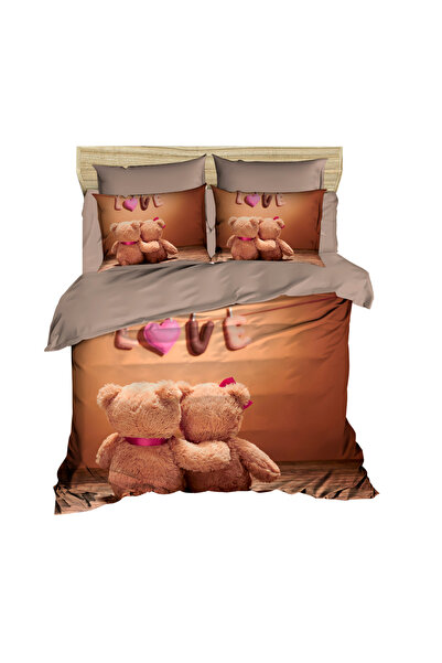 Fabeteks Valentine's Day Bears 3D Digital Double Duvet Cover Pillow Set