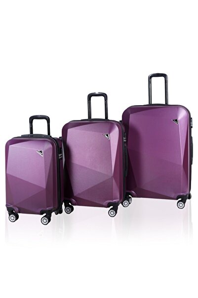 POLO&SKY Elmas Model Mor Renk 3'lü Valiz Seti