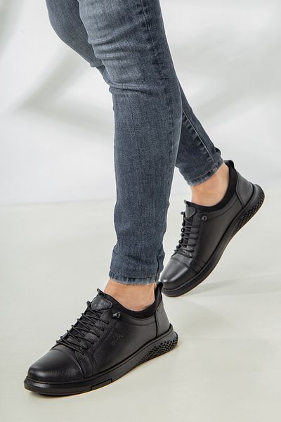 Mehmet Baran Men's Genuine Leather Casual Shoes Black