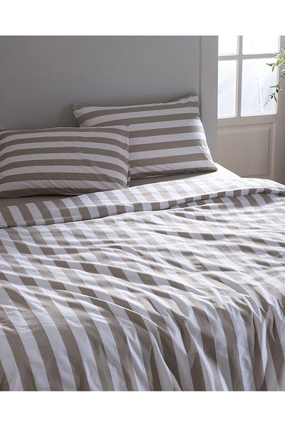Madame Coco Avignon Beige Duvet Cover Set - 100% Cotton, Double, Ranforce Printed
