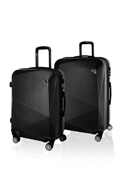 POLO&SKY Elmas Model Siyah Renk 2'li Valiz Seti (orta+büyük)