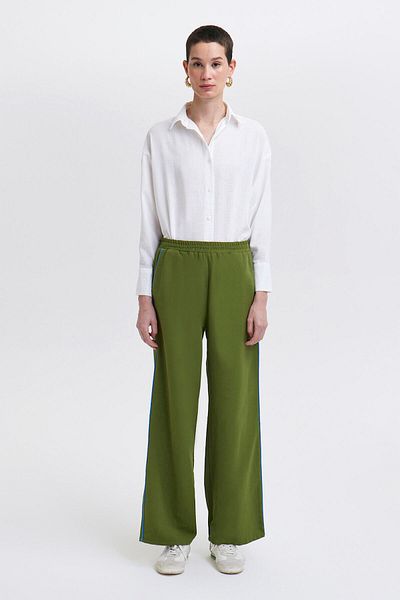 Touché Privé Linen Trousers - Wide Leg and Piping Detail