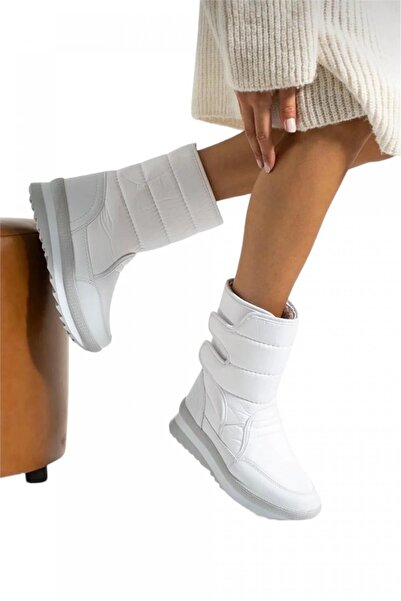 MODVALU Alves Girl's Sheepskin Velcro Boots White