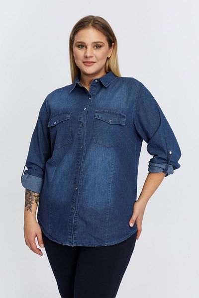 RMG navy Blue LarGe Size Tensel Women's Shirt