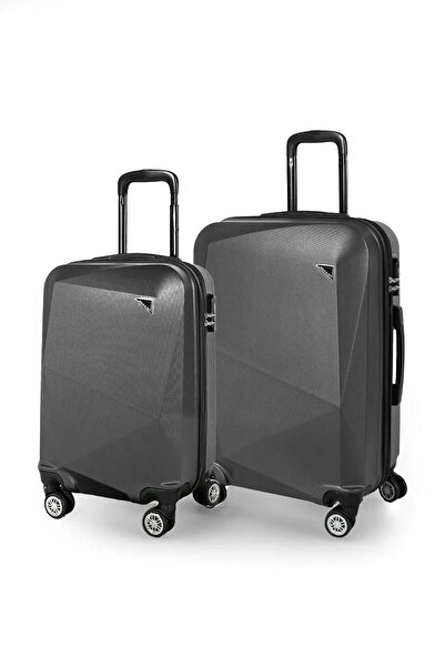 POLO&SKY Elmas Model Füme Renk 2'li Valiz Seti (kabin+orta)