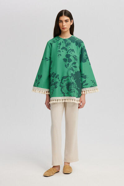 Touché Privé Lace Detailed Tassel Tunic - Natural Texture