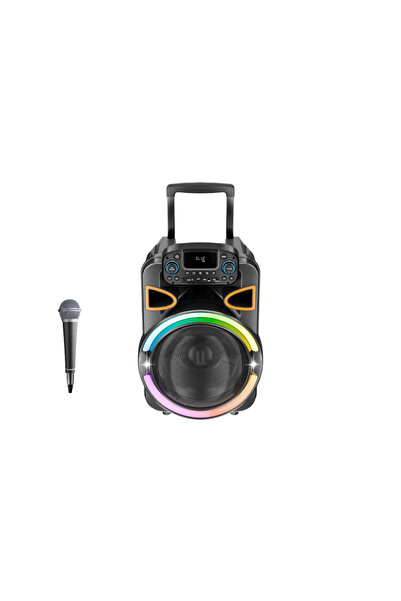 VOOKA Bluetooth Hoparlör 30W 12inç Karaoke Mikrofonlu Rgb Ledli Işıklı Parti ...