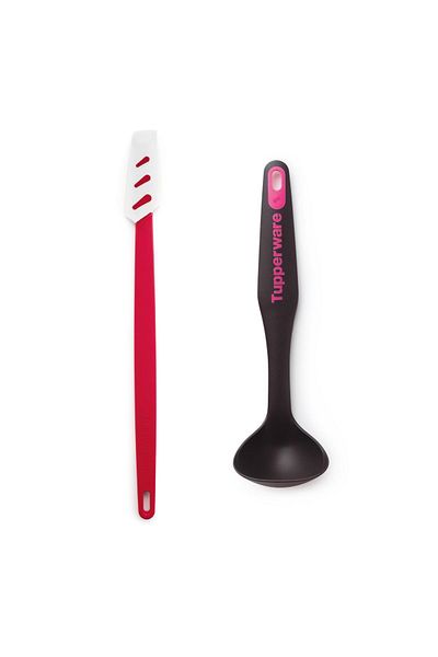 Tupperware Silicone Spatula Thin and Mini Ladle 2-Piece Mixing Set
