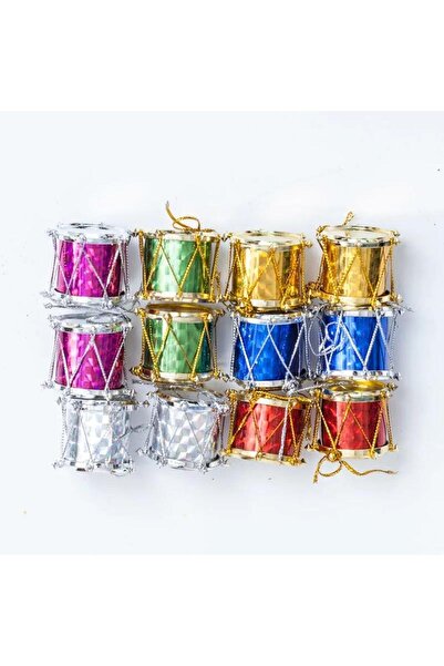 Sole Christmas Pine Tree Ornament with Drum Figure Christmas Tree Ornament 12 Pcs 3 cm