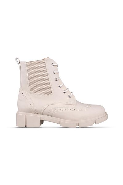M.P. Women's Lace-Up Beige Casual Boots
