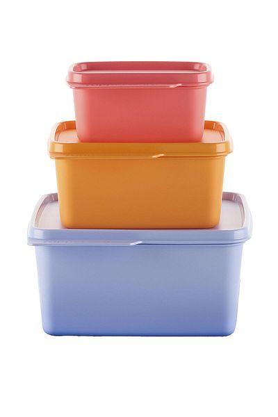 Tupperware 3-Piece Square Refrigerator Storage Container